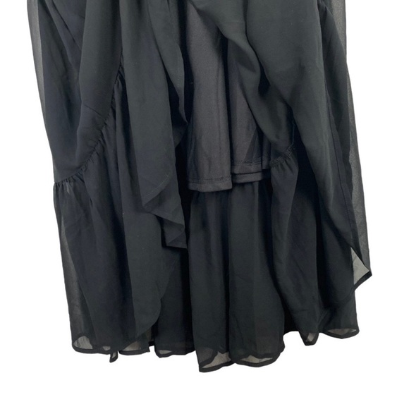 RUSTTYDUSTTY Black Tiered Sheer Long Sleeve Polyester Chiffon Dress Medium NEW - Picture 7 of 11